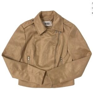 BB DAKOTA Steve Madden Women Medium Toast Not Your Baby Faux Suede Jacket Zipper